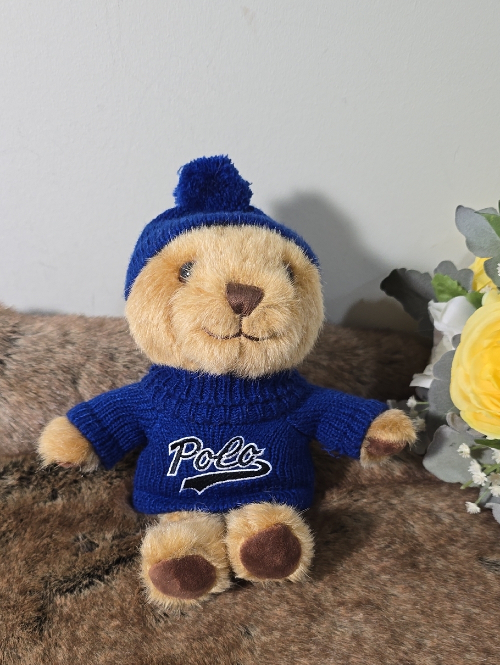 Polo by Ralph Lauren Blue Knit Sweater Plush Bear Pet Toy